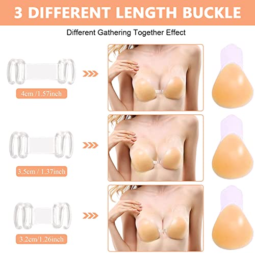 MAYCREATE® Nipple Cover Reusable for Women, Adhesive Bra Strapless Sticky Push Up Silicone Reusable Invisible Lifting Bra for Women with Nipple Covers, C/D Cups