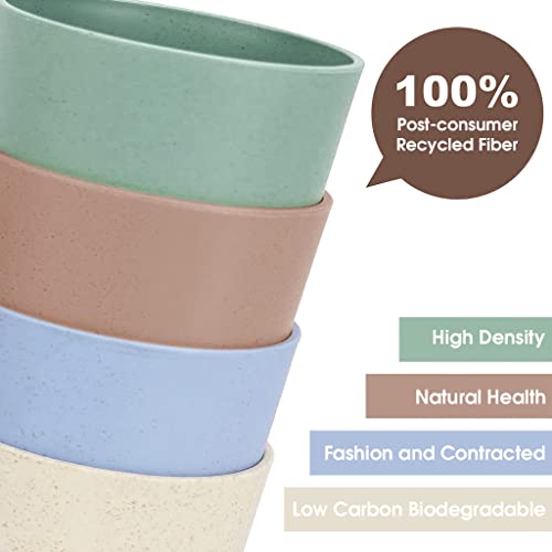 HASTHIP® 400ml Reusable Drinking Cup, 4Pcs Plastic Materials Cup for Adults, Dishwasher and Microwave Safe, Wheat-Straw Water Cups Mugs for Milk, Water, Juice, Soda, Etc