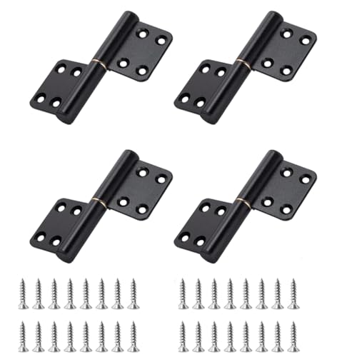 HASTHIP® 4 Pcs Offset Door Hinges Small Flag Lift Off Hinge Detachable,Black