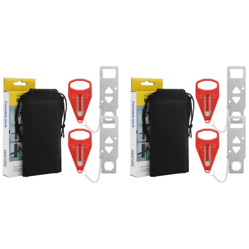 HASTHIP® Portable Door Lock Travel Chain Prevent Unauthorized Entry Additional Security and Privacy for Hotel Home Apartment Dorm 4PCS