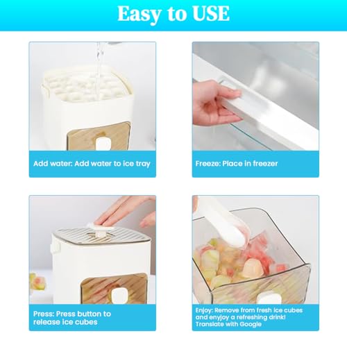 HASTHIP® Ice Cube Maker with Tongs 48-Cavity Mold Box Storage Bin One Push Demold Food Grade Portable for Party Home Bar Kitchen 3PCS
