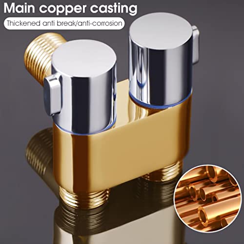 HASTHIP® Two Way Tap Angle Cock with Wall Flange, 2 in 1 Brass Dual Tap Chrome Finish with Bubbler, Sink Faucet Splitter for Washing Machine, Toilet and Bathroom