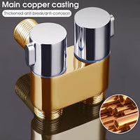 HASTHIP® Two Way Tap Angle Cock with Wall Flange, 2 in 1 Brass Dual Tap Chrome Finish with Bubbler, Sink Faucet Splitter for Washing Machine, Toilet and Bathroom