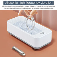 HASTHIP® Mini Jewelry Cleaning Machine, Portable USB Powered High-Frequency Vibration Glasses Cleaning Machine for Cleaning Jewelry, Eyeglasses, Watches, Shaver Heads, White (500ML)