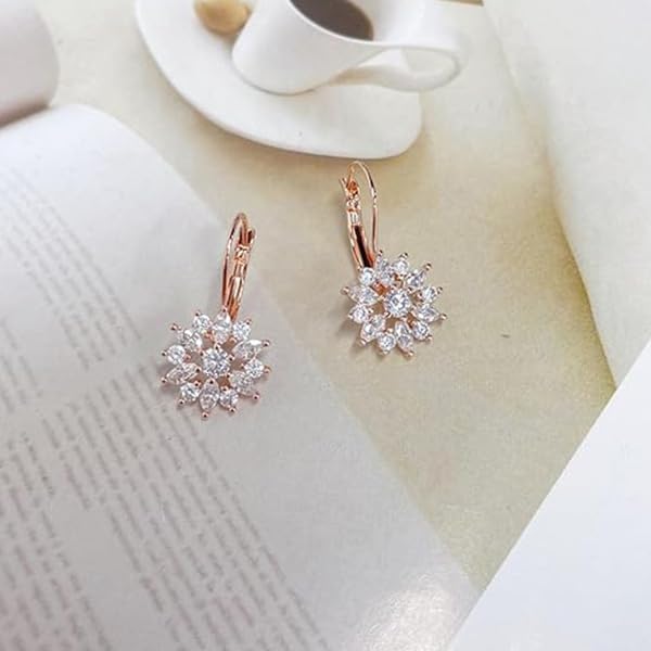 Zibuyu Jewelry Set for Women featuring Pink Heart Crystal Necklace and Sunflower Earrings | Gold Plated Gift Box