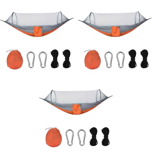 Proberos® Portable Outdoor Camping Hammock with Mosquito Net Swing Sleeping Bed Design Ultralight Parachute Nylon Drawstring Pouch 660lbs Loading Capacity Include Installation Kit 3PCS