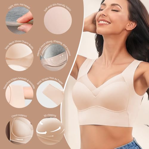 PALAY Seamless Bra for Women Bralette Bra Push-Up Bralette Sports Yoga Bra Ice Silk Women Wireless Bra Breathable Cool Summer Bralette Full Cup Bras, XXL