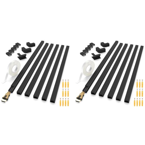Serplex® 94in Cord Cover Kit Self-Adhesive Cable Hider Organizer Wire Covers for Cords on Wall TV Management Sliding Raceway 6xL15.7 W0.59 H0.4in 2 PCS