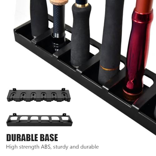 Proberos® Metal Wall Mounted Fishing Rod Holder EVA Foam Grips Universal With 6 Slots Deluxe Rack For Casting Telescopic Displaying Rods 3PCS