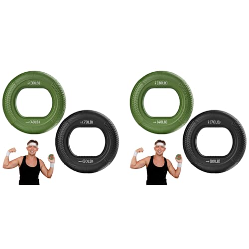 Proberos® 4PCS Ring Resistance Strength Trainer Silicone Hand Grip Strengthener Rings Exerciser Muscle Power Finger Gripper Gripping with 4 Resistance 30-80 LB