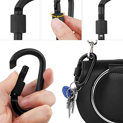 ZIBUYU® 10PC Keychain Heavy Duty D-Shaped Aluminum Alloy Backpack Buckle with Lock, Keychain Backpack Carabiner Clip Hook for Camping, Connect Tents&Ropes(Only Fix Items, Not for Rock Climbing)