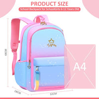 PALAY® School Backpack for Girls Large School Backpack for SchoolGirls 6-12 Years Old Colorful Gradient Pink Fashion Primary Schoolgirls Backpack School Gift, Christmas Gift Rakhi Gift