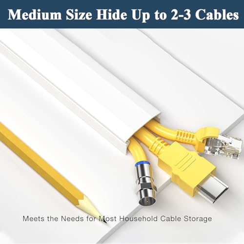Serplex® 9PCS Cord Hider 15.7 Inches Connectable Cable Cover for Wall, Sliding Raceway, Wire Hider for TV, White