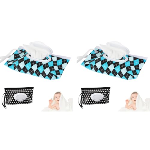 SNOWIE SOFT® 4PCS Waterproof Baby Wet Wipe Dispenser with Hand Strap Dustproof Stroller Portable Refillable Holder Bag Container Reusable Travel Pouch