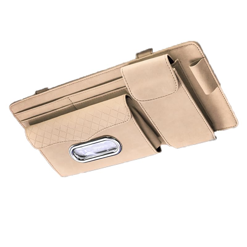 ZIBUYU® Car Sun Visor Organizer Fashion 4 in 1 Multifunctional Sun Visor Sunglasses Holder