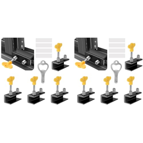 SNOWIE SOFT® 8PCS Sliding Window Locks with Keys Adjustable Security Aluminum Door Lock for Baby Safety Stopper for Home Office School Black