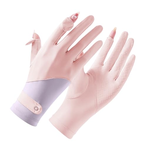 SANNIDHI® Driving Gloves for Women UPF 50+ Breathable Ice Silk UV Protection Gloves Upgrade Anti-slip Palm Touch Screen Finger Tips Design Fashion Women Driving Gloves, Pink