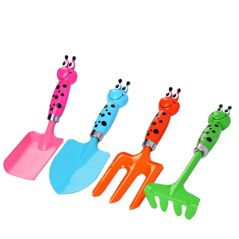 PATPAT® Kids Gardening Tools, 8'' Gardening Toy Tools, Cartoon Colorful Mini Metal Trowel, Shovel, Rake & Hand Fork