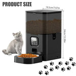 Qpets® Cat Feeder Automatic, 6L Cat Dog Automatic Feeder Smart Pet Food Dispenser, Large Capacity Cat Feeder with Timer & Stainless Steel Food Bowls & Portion Control & Voice Reminder