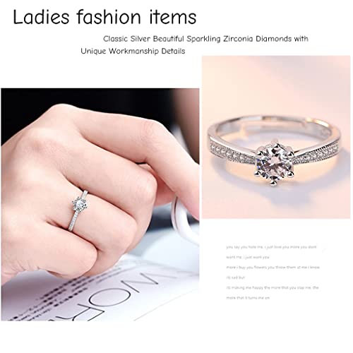 ZIBUYU® Women Ring Diamond Rings Cubic Zirconia Diamond Ring for Women Adjustable Size Elegant Sliver-plating Ring Index Finger Ring Women Jewelry Gift Women Rings