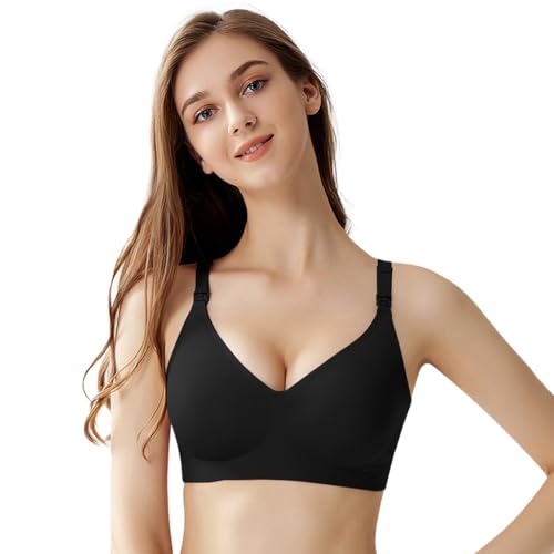SANNIDHI® Womens Nursing Bra for Breastfeeding, Front Opening Pad Design, Full-Coverage Maternity Bra, Wire-Free Comfort Bra for Nursing Mom, Size XL, Black