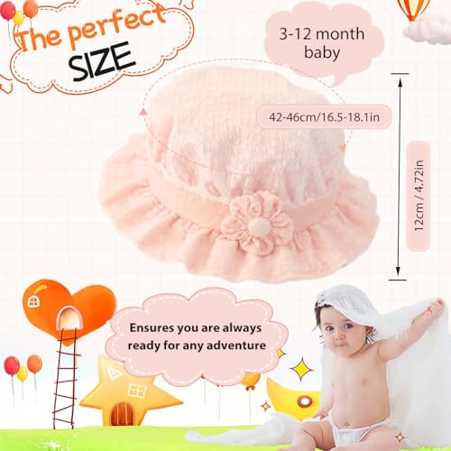 SNOWIE SOFT® Baby Sun Hat Toddler Girls Cap Breathable Cotton Bucket Cute Floral Embossing Birthday Gift 6-18 Months 3 PCS