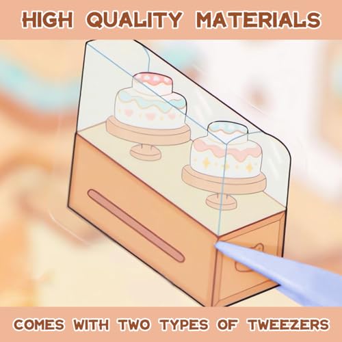 HASTHIP® 60PCS DIY 3D House Stickers with Tweezer Cute Set Scene Korean Fun Stacking Miniature Learning Toy for Parties Solo or Group Play