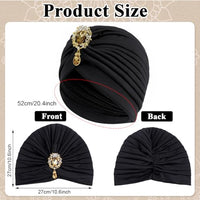 PALAY® Turban Cap for Women Skull Headwrap Alloy Crystal Tassel Hair Turban for Women Cozy Fabric Soft Head Cover Black Headwear for Wedding, Festival, Church