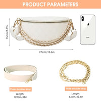 PALAY® Women Sling Bag Fashion PU Shoulder Bag for Women Chain Bag Wide Shoulder Strap Crossbody Bag Phone Bag Casual Style Women Bag for Daily, White