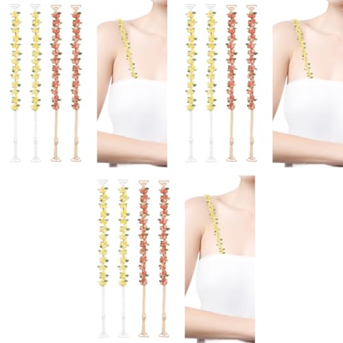 SANNIDHI® Bra Straps for Women Fancy Embroidered Floral Strap 2 Pairs 1.8cm Width Adjustable Replacement for Off Shoulder Tops Evening Dress 3 PCS