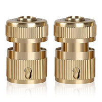 HASTHIP® 2 PCS Brass Hose Connector, Hose End Quick Connect Fitting, Pipe Connector, 1/2" Hose Pipe Quick Connector For Gardening, Home Watering,Car Washing