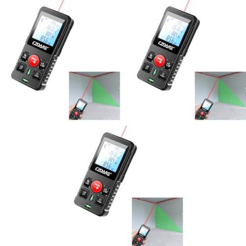 Serplex® 120m Laser Distance Measurer Dual Bubble Level LCD Backlit Display ±3mm Accuracy Memory Function Area Volume Pythagorean Mode IP54 Dustproof for Construction Battery Not Included 3PCS