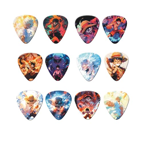 ZIBUYU® Guitar Picks 12 Pack Thin, Medium, Heavy, New One Piece Guitar Picks