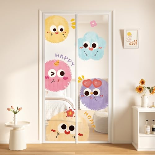 HASTHIP® Curtain Door with Magnets for Home Cartoon Pattern, Self-Sealing Heavy Duty Mesh, Hands-Free, Easy Installation, Mosquito Guard, Size 210 * 100cm, Suit for Kids & Pets