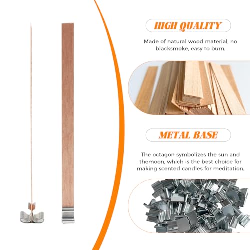 HASTHIP® DIY Wooden Wick Candle Making Kit 156PCS Wicks 25PCS Wick Clip Metal Bases 3 Sheet Round Adhesive Pads Handcraft Handle Kit for Scented Candle