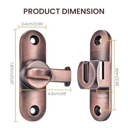 HASTHIP® Door Latch Lock 90 Degree Gate Rugged Zinc Alloy No Drill Security for Closet Cabinet 2PCS