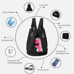 PALAY® Swimming Bag for Kids Cartoon Print Shoulder Bag for Kids Large Capacity Backpack for Boys Girls