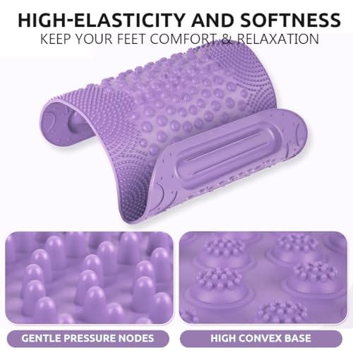HANNEA® TPR Foot Massage Mat, 3 in 1 Foot Acupoint Massage Mat Toe Board with Dual Roller Massage Balls Design, for Promoting Blood Circulation, Relieving Foot Fatigue, 16x19'', Purple