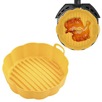 ZIBUYU® Yellow Non-Stick Reusable Air Fryer Silicone Liner Round Pot & Oven Accessories with Ear Handles, No Need to Clean The Air Fryer, Top: 7.5 inches - Bottom: 6.8 inches