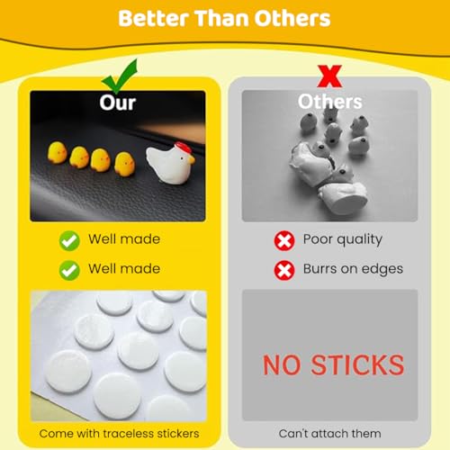 STHIRA® 18PCS Cartoon Car Charm Set Miniature Dashboard 0.4 Inch Cute Mini Resin White Hen 5 Yellow Chicks Adhesive Upholstery Versatile Home Desk Decor