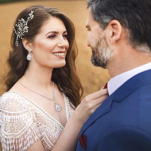 SANNIDHI Necklace Set for Women Rhinestone Jewellery Set with Earrings Elegant Crystal Choker Necklace Drop Earrings Sets for Party Wedding Birthday Gifts for Girls, Women, Girlfriends, Wife