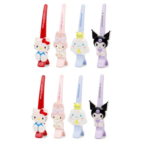 MAYCREATE® 4Pcs Sanrio Hair Clips for Girls Women Cute Hello Kitty Cinnamoroll Kuromi Charm Hair Clips Section Clips for Hair Styling Hair Pins Crocodile Clips Hair Accessories for Woman, Girls