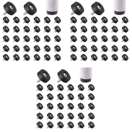 Serplex® 0.7 inches Round Rubber Furniture Leg Pads Screw On Anti-slip Chair Leg Pads Floor Protector Noise Reduction Furniture Leg Pads for Table, Desk, Chair, Pack of 32 3 PCS