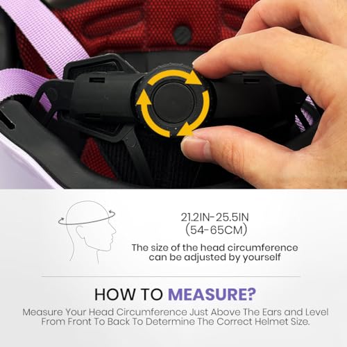 Proberos® Adult Electric Bicycle Helmet Riding Helmet Scooter Safety Helmet, Padded Safety Helmet with Face Cover, Goggle Detachable Ear Muffs, Adjustable Chin Strap & Red Reflective Sign Purple