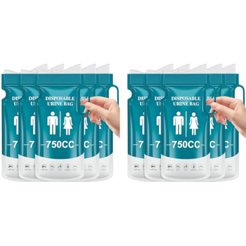 Proberos® 10PCS Disposable Urine Bags with Handle 750cc PE Ziplock Unisex Emergency for Outdoor Driving Camping 13x27cm