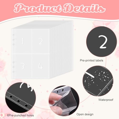 HASTHIP® Envelopes Challenge Binder with Laminated 5050 Tracker Sheet Pre-Numbered Pockets 2PCS