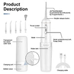 HANNEA® Dental Flosser for Teeth Cleaner, Cordless Water Oral Irrigator 4 Cleaning Mode with 5 Jet Tips Water Dental Floss IPX7 Powerful battery for Teeth Cleaning Braces, Home, Travel