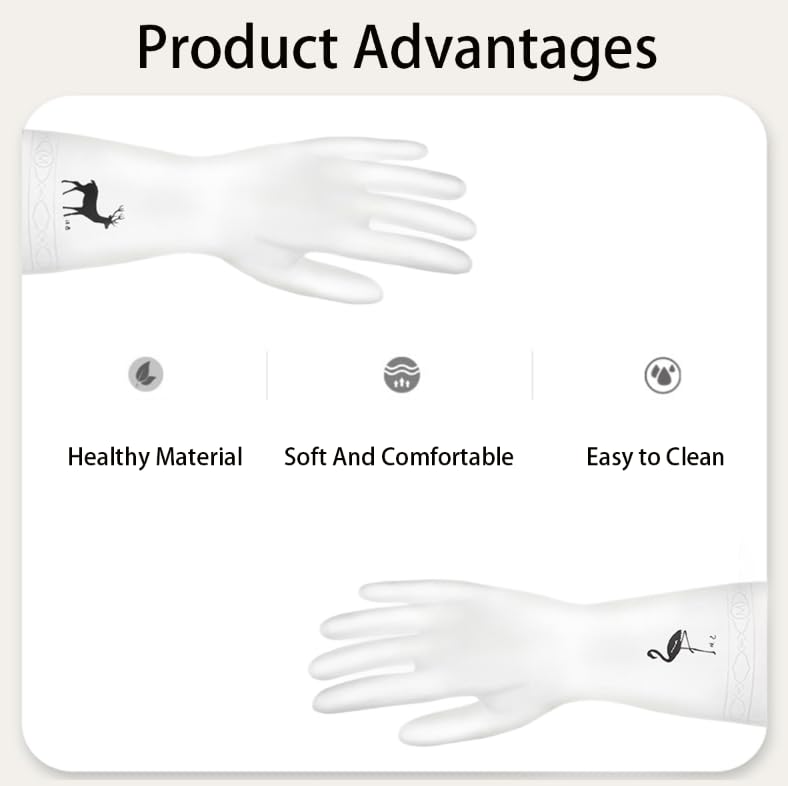 Zibuyu Rubber Kitchen Cleaning Gloves for Dishwashing and Gardening featuring Flamingo Design | Reusable PVC Hand Protection 1 Pair