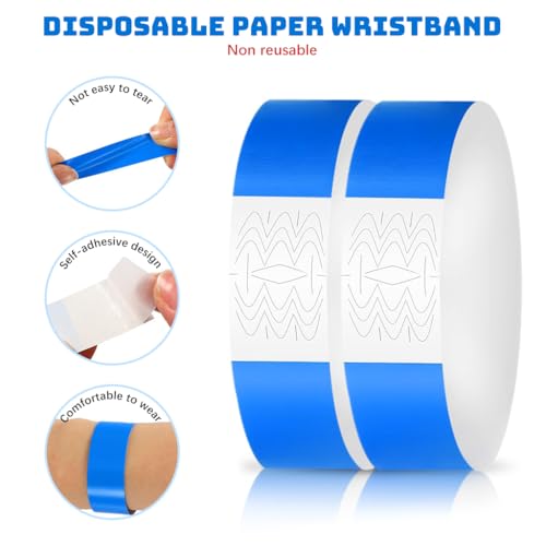 HASTHIP® 300 Pack Paper Wristbands Arm Bands for Events Neon Wrist Bands, Lightweight Colored Wristbands Concert Party Wristbands Party Waterproof Hand Bands, Blue 3 PCS