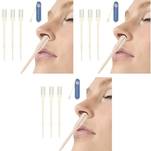 HANNEA® 9PCS Manual Nose Hair Trimmer for Women Portable Man Handheld 360 Degree Rotating Double Head Remover 2 in 1 Cleaner Tool